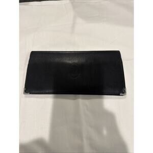 Cartier Pasha Black Leather Long Bifold Wallet Slim Organizer Authentic